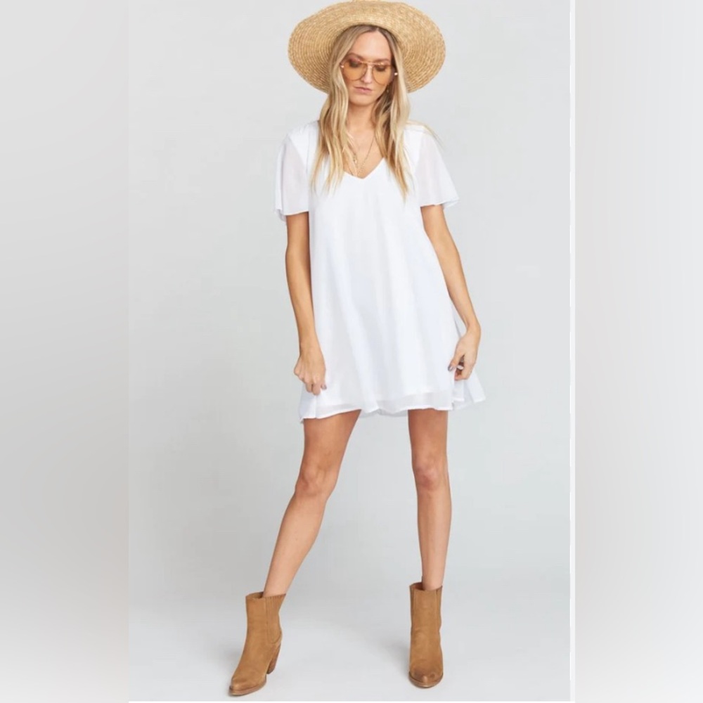 SHOW ME YOUR MUMU DISICK RUFFLE MINI DRESS WHITE M